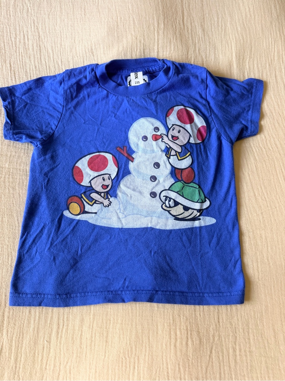 Nintendo Blue Super Mario Toads Snowman Graphic Tee